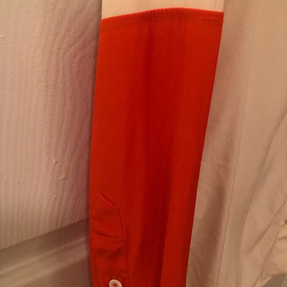 CELINE color-block button-up silk blouse, cream and orange, size 36 (size 6 US) - Picture 3 of 4